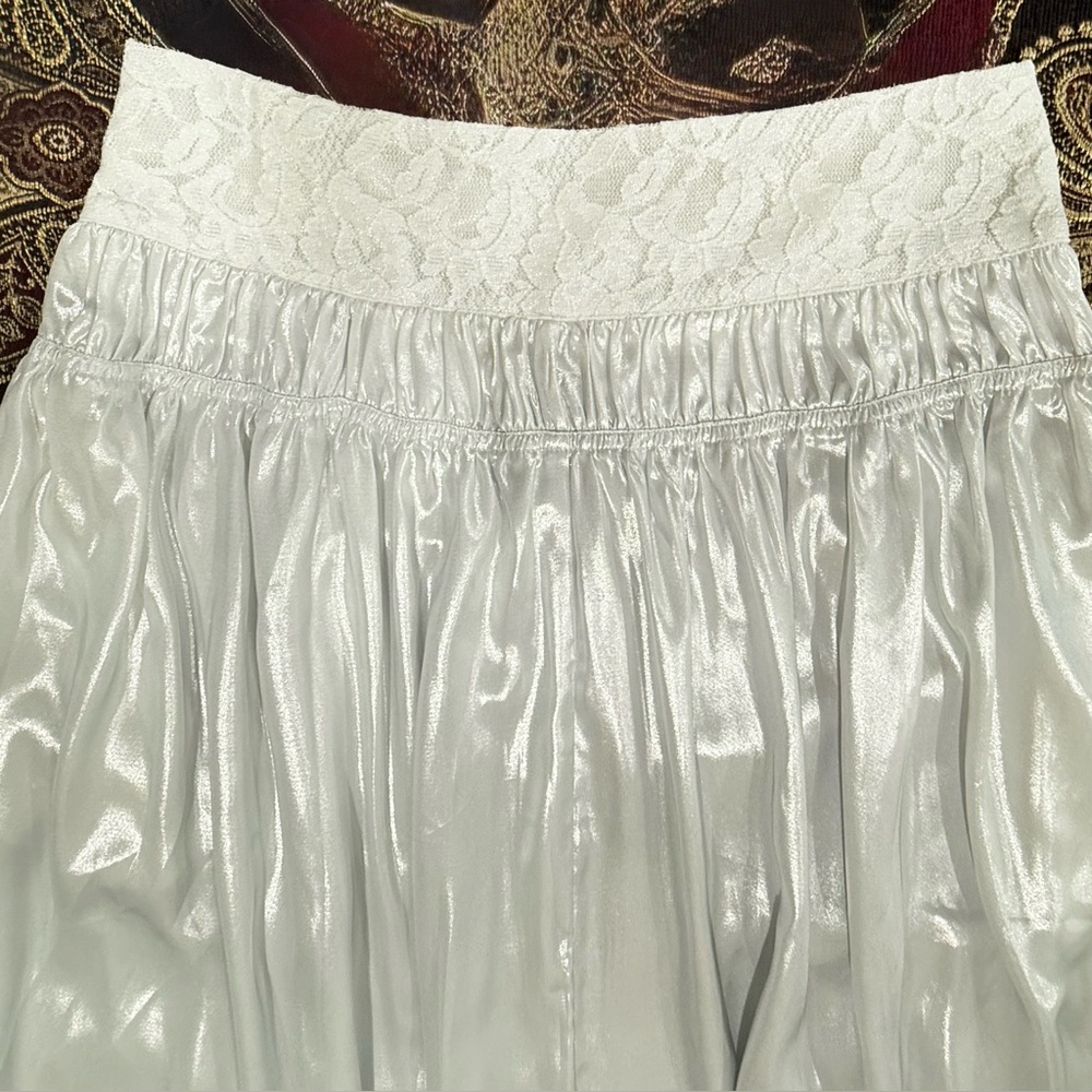 Free People Aster Silver Boho Maxi Skirt Chic Festival Goddess Lace Sz M NWT - Picture 5 of 12